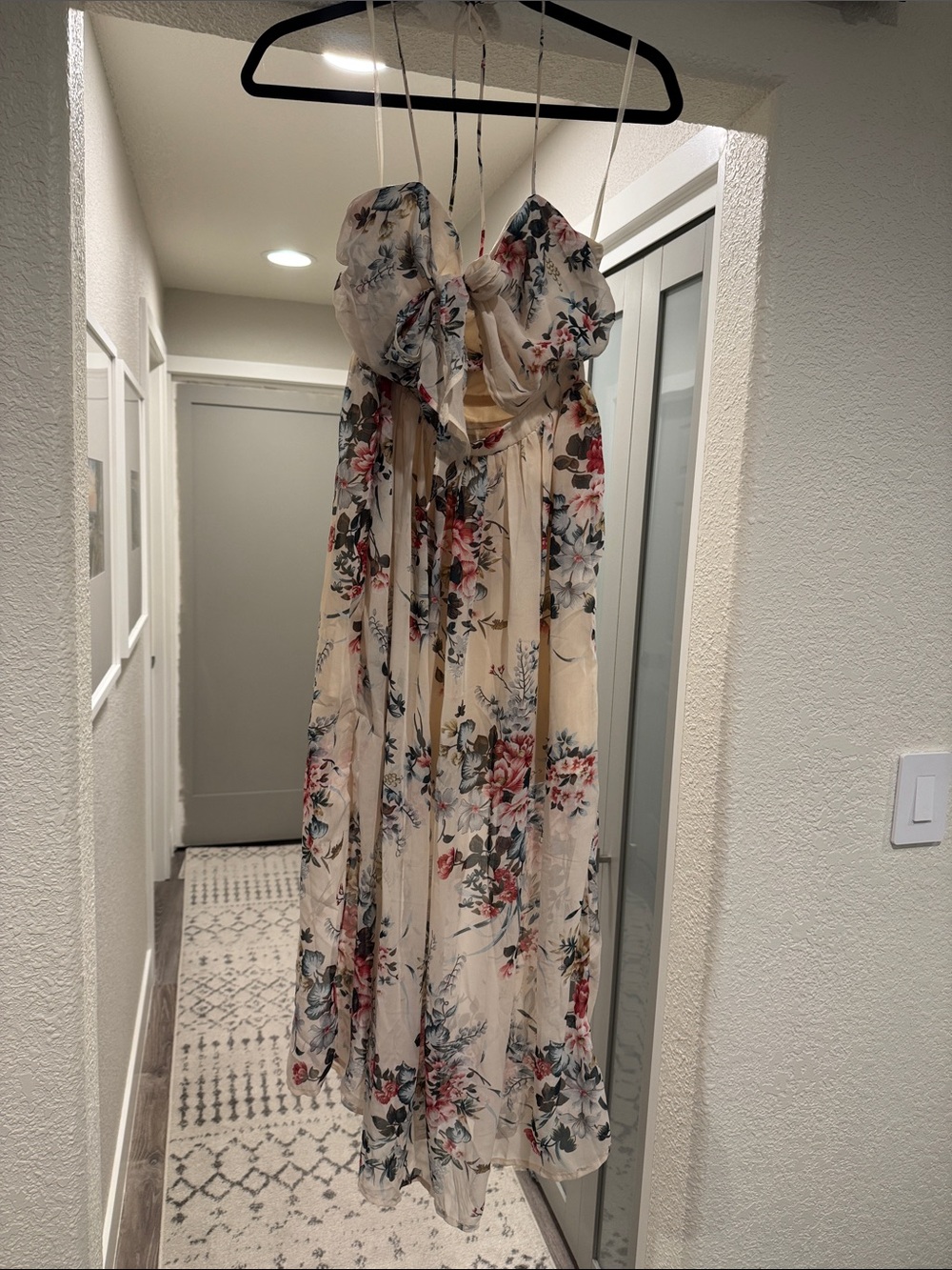Hello Molly Cream Floral Spaghetti-Strap Maxi Dress
